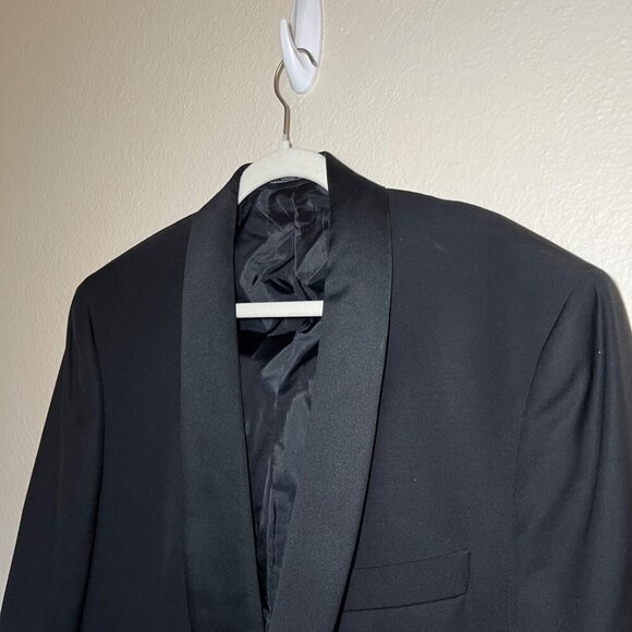 Lubiam 1911 Mens Black Satin Shawl Lapel Wool Tuxedo Jacket Sz 52L - Picture 3 of 12